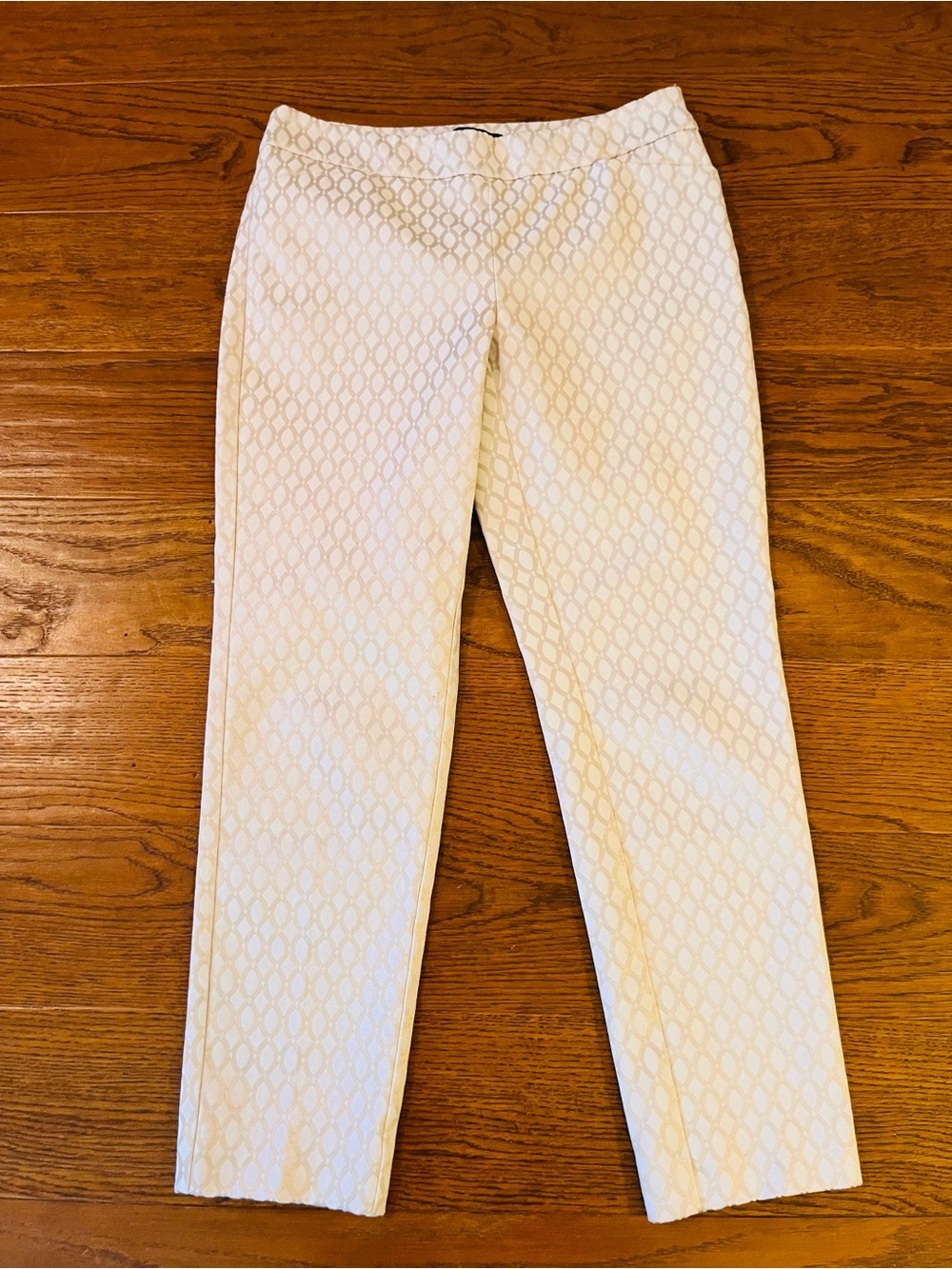 White House Black Market Cream Textured Crop Pants